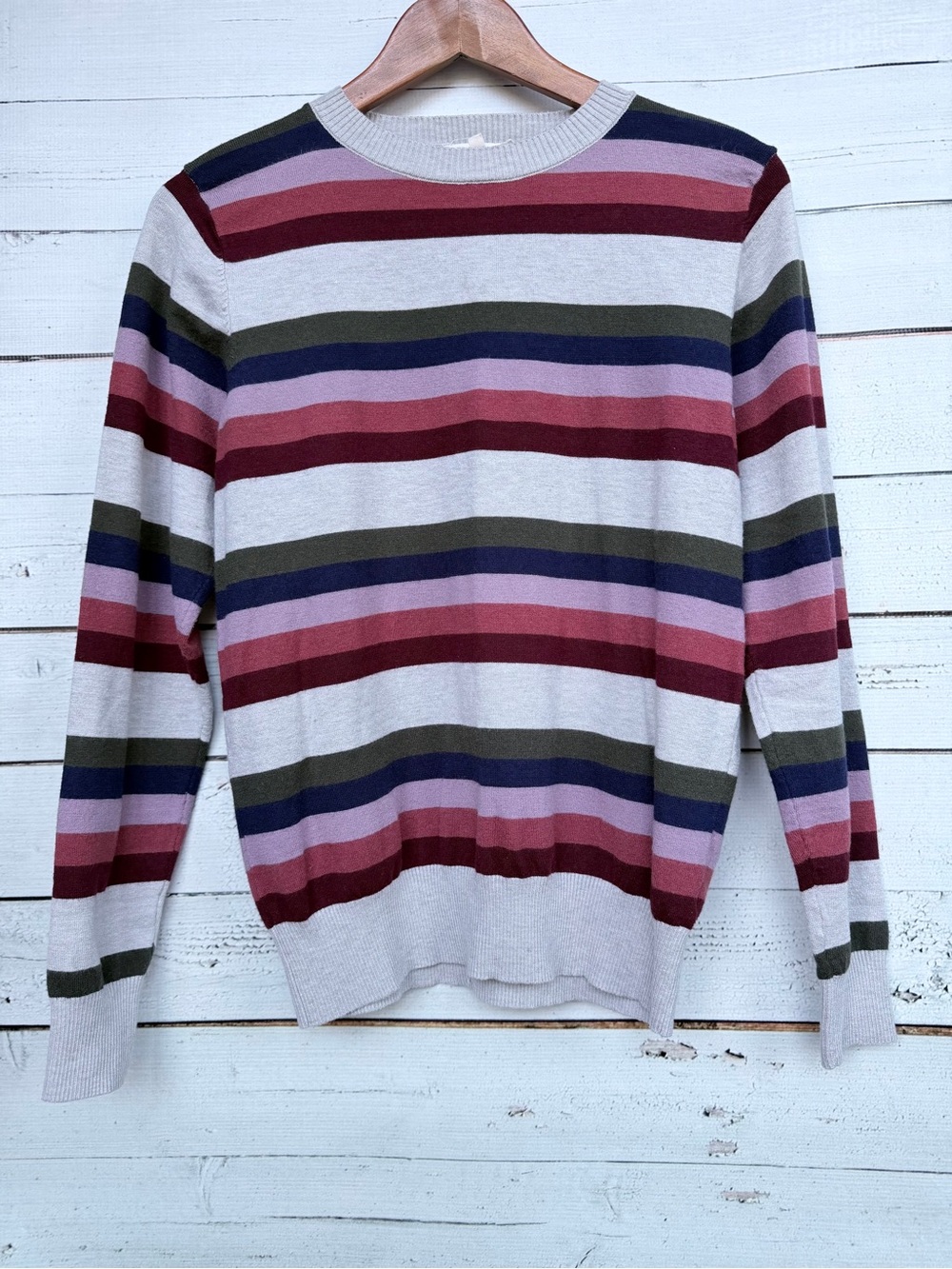 Promises Nations Religious Striped Crewneck Sweater Size M/L